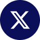 a white letter x is in a blue circle on a black background.